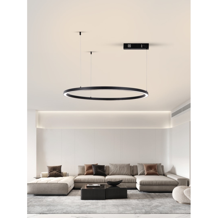 Immax NEO 07215L - Dimbare LED hanglamp aan een koord FINO LED/60W/230V 80 cm zwart Tuya + afstandsbediening