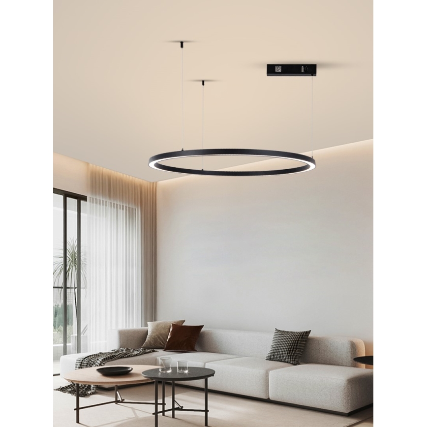 Immax NEO 07215L - Dimbare LED hanglamp aan een koord FINO LED/60W/230V 80 cm zwart Tuya + afstandsbediening