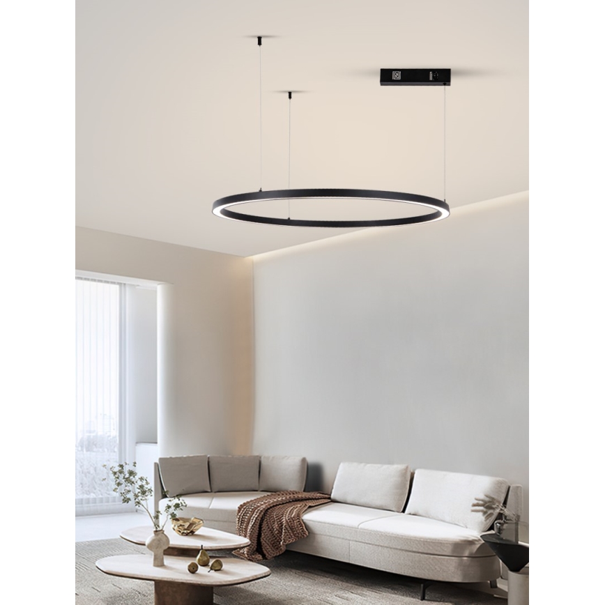 Immax NEO 07215L - Dimbare LED hanglamp aan een koord FINO LED/60W/230V 80 cm zwart Tuya + afstandsbediening