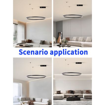 Immax NEO 07215L - Dimbare LED hanglamp aan een koord FINO LED/60W/230V 80 cm zwart Tuya + afstandsbediening