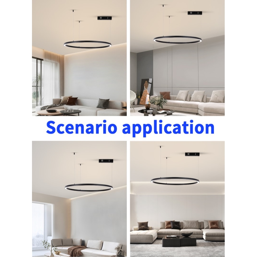 Immax NEO 07215L - Dimbare LED hanglamp aan een koord FINO LED/60W/230V 80 cm zwart Tuya + afstandsbediening