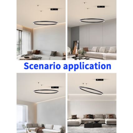 Immax NEO 07215L - Dimbare LED hanglamp aan een koord FINO LED/60W/230V 80 cm zwart Tuya + afstandsbediening