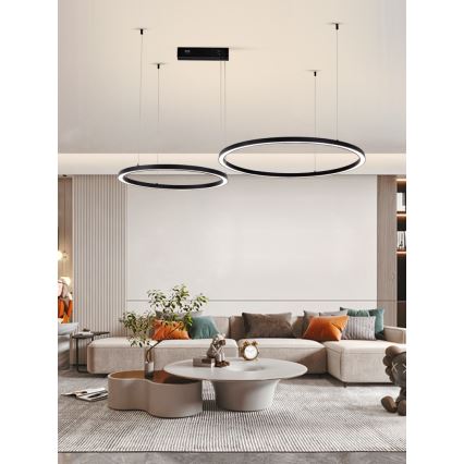 Immax NEO 07216L - Dimbare LED hanglamp aan een koord FINO LED/93W/230V 60/80cm zwart Tuya + afstandsbediening