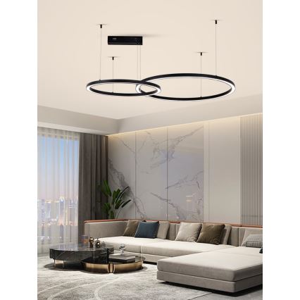 Immax NEO 07216L - Dimbare LED hanglamp aan een koord FINO LED/93W/230V 60/80cm zwart Tuya + afstandsbediening