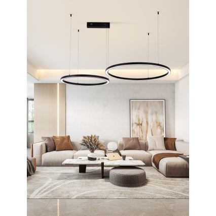 Immax NEO 07216L - Dimbare LED hanglamp aan een koord FINO LED/93W/230V 60/80cm zwart Tuya + afstandsbediening