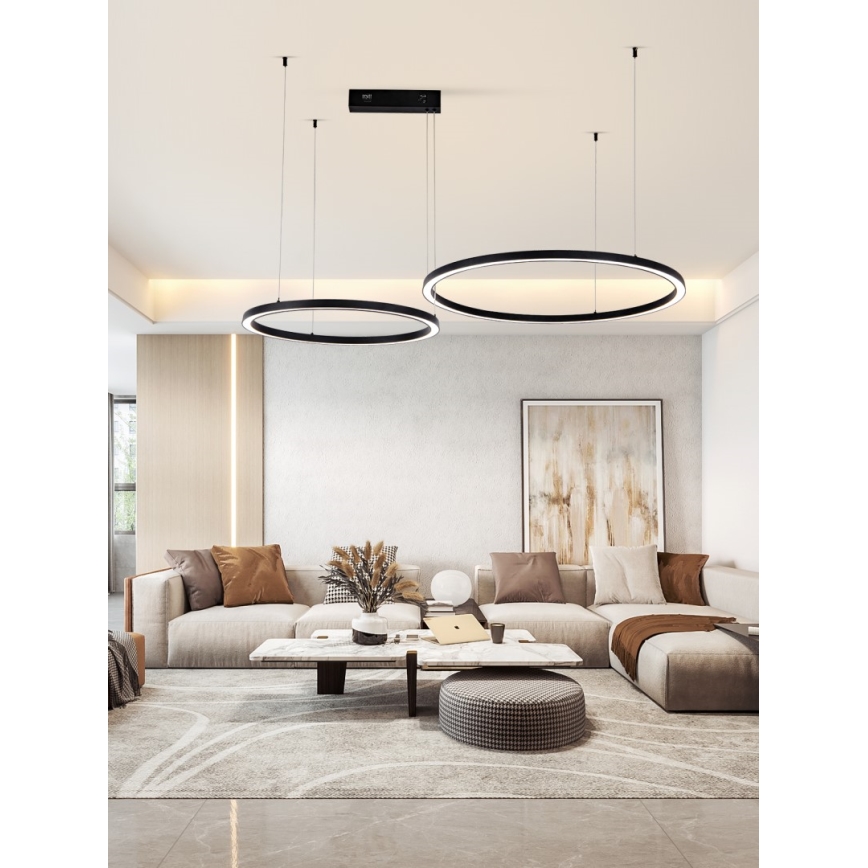 Immax NEO 07216L - Dimbare LED hanglamp aan een koord FINO LED/93W/230V 60/80cm zwart Tuya + afstandsbediening