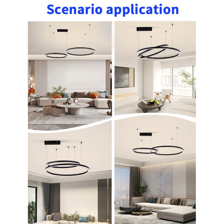 Immax NEO 07216L - Dimbare LED hanglamp aan een koord FINO LED/93W/230V 60/80cm zwart Tuya + afstandsbediening