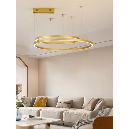 Immax NEO 07218L - Dimbare LED hanglamp aan een koord FINO LED/93W/230V 60/80cm goud Tuya + afstandsbediening