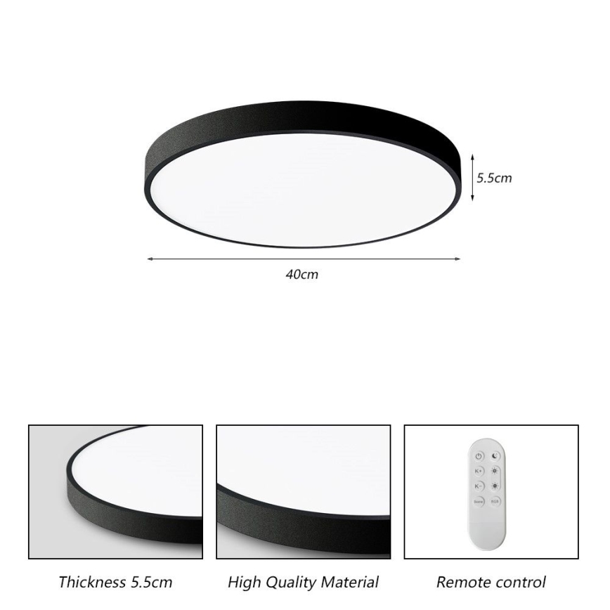 Immax NEO 07248L - Dimbare LED Plafondlamp NEO LITE SEMPLICI LED/36W/230V 3000-6000K Wi-Fi Tuya zwart + afstandsbediening