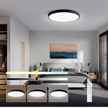 Immax NEO 07249L - Dimbare LED Plafondlamp NEO LITE SEMPLICI LED/48W/230V 3000-6000K Wi-Fi Tuya zwart + afstandsbediening