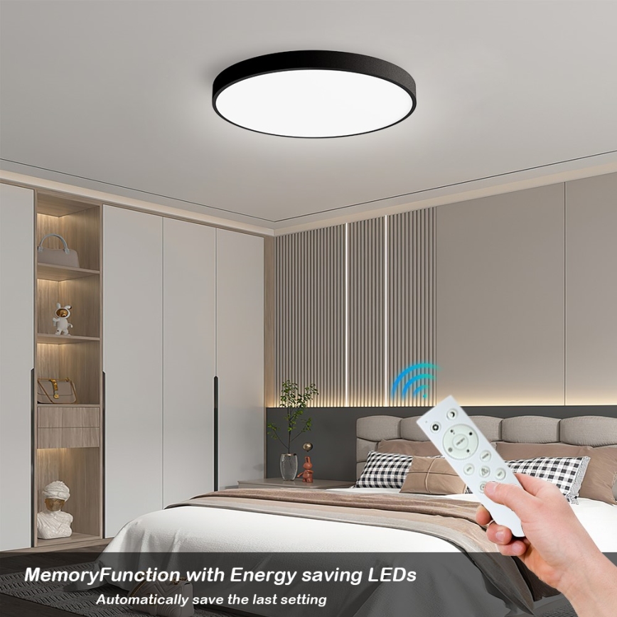 Immax NEO 07249L - Dimbare LED Plafondlamp NEO LITE SEMPLICI LED/48W/230V 3000-6000K Wi-Fi Tuya zwart + afstandsbediening