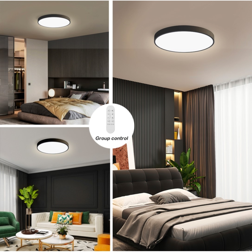 Immax NEO 07249L - Dimbare LED Plafondlamp NEO LITE SEMPLICI LED/48W/230V 3000-6000K Wi-Fi Tuya zwart + afstandsbediening