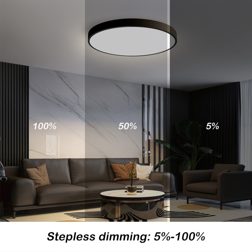Immax NEO 07249L - Dimbare LED Plafondlamp NEO LITE SEMPLICI LED/48W/230V 3000-6000K Wi-Fi Tuya zwart + afstandsbediening