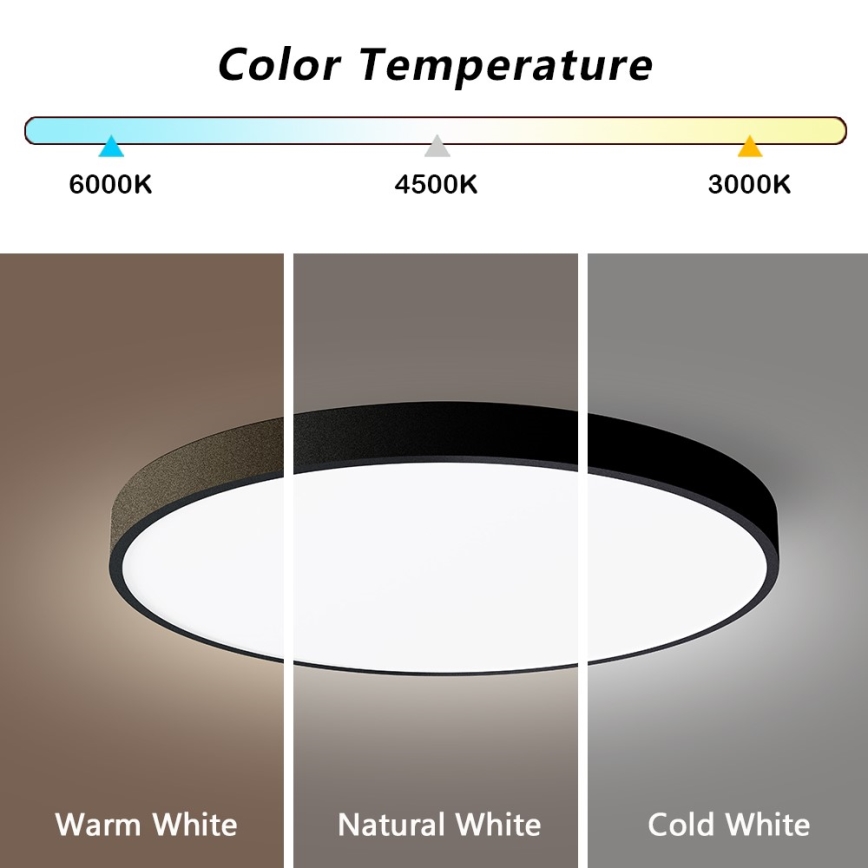 Immax NEO 07249L - Dimbare LED Plafondlamp NEO LITE SEMPLICI LED/48W/230V 3000-6000K Wi-Fi Tuya zwart + afstandsbediening