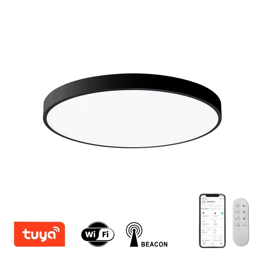 Immax NEO 07249L - Dimbare LED Plafondlamp NEO LITE SEMPLICI LED/48W/230V 3000-6000K Wi-Fi Tuya zwart + afstandsbediening