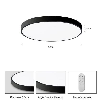 Immax NEO 07249L - Dimbare LED Plafondlamp NEO LITE SEMPLICI LED/48W/230V 3000-6000K Wi-Fi Tuya zwart + afstandsbediening