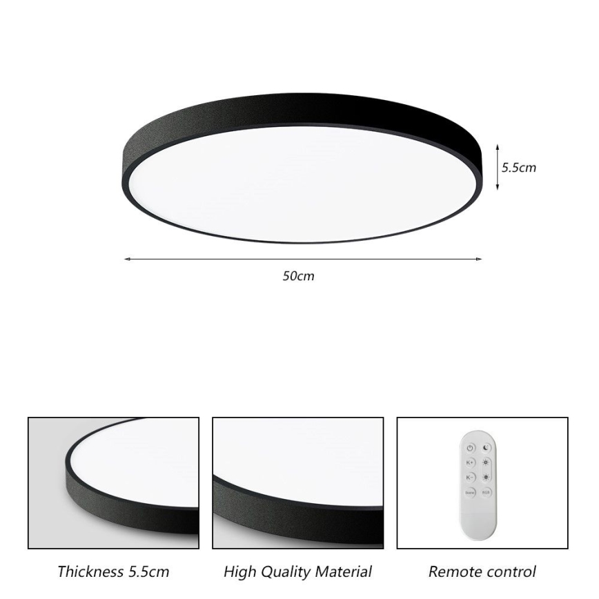 Immax NEO 07249L - Dimbare LED Plafondlamp NEO LITE SEMPLICI LED/48W/230V 3000-6000K Wi-Fi Tuya zwart + afstandsbediening