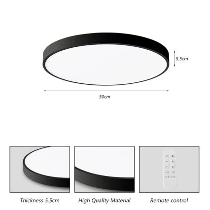 Immax NEO 07249L - Dimbare LED Plafondlamp NEO LITE SEMPLICI LED/48W/230V 3000-6000K Wi-Fi Tuya zwart + afstandsbediening