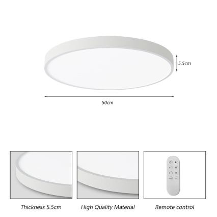 Immax NEO 07252L - Dimbare LED Plafondlamp NEO LITE SEMPLICI LED/48W/230V 3000-6000K Wi-Fi Tuya wit + afstandsbediening