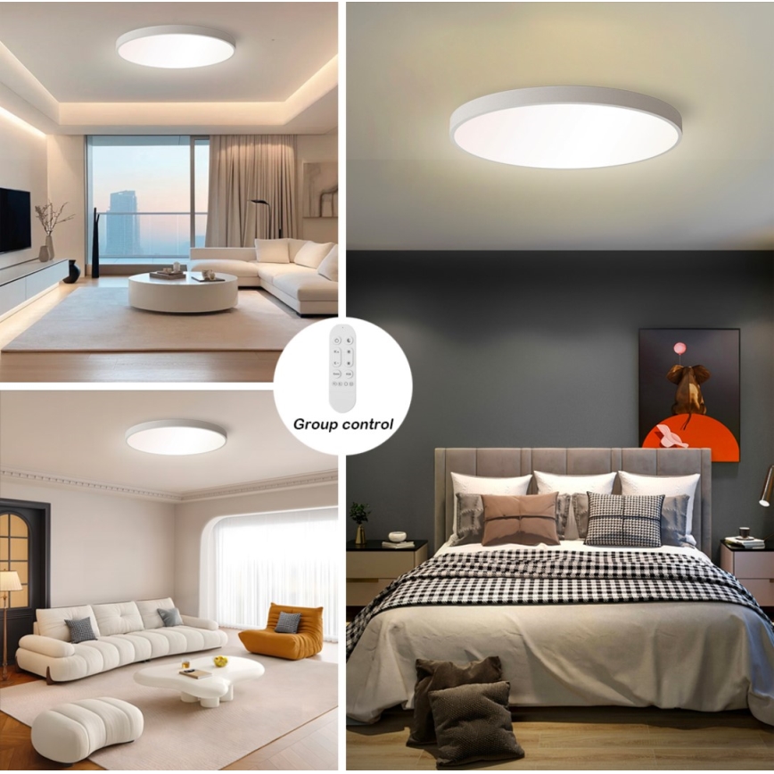 Immax NEO 07253L - Dimbare LED Plafondlamp NEO LITE SEMPLICI LED/60W/230V 3000-6000K Wi-Fi Tuya wit + afstandsbediening
