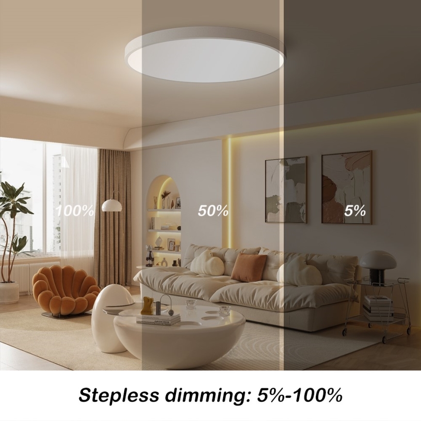 Immax NEO 07253L - Dimbare LED Plafondlamp NEO LITE SEMPLICI LED/60W/230V 3000-6000K Wi-Fi Tuya wit + afstandsbediening