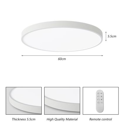 Immax NEO 07253L - Dimbare LED Plafondlamp NEO LITE SEMPLICI LED/60W/230V 3000-6000K Wi-Fi Tuya wit + afstandsbediening