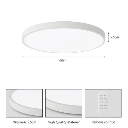 Immax NEO 07253L - Dimbare LED Plafondlamp NEO LITE SEMPLICI LED/60W/230V 3000-6000K Wi-Fi Tuya wit + afstandsbediening