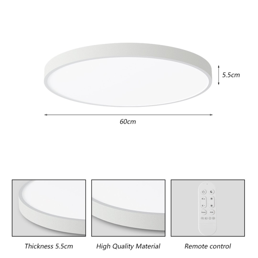 Immax NEO 07253L - Dimbare LED Plafondlamp NEO LITE SEMPLICI LED/60W/230V 3000-6000K Wi-Fi Tuya wit + afstandsbediening