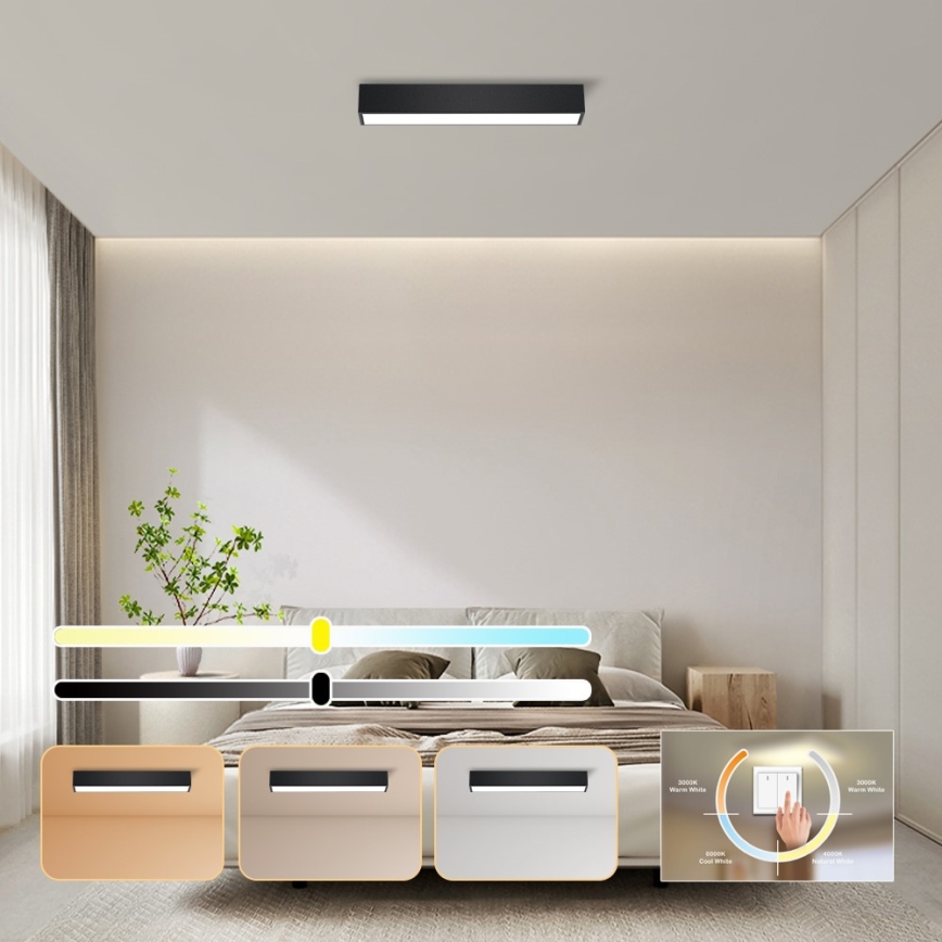 Immax NEO 07254L - Dimbare LED Plafondlamp NEO LITE LUNGO LED/20W/230V 3000-6000K Wi-Fi Tuya zwart + afstandsbediening