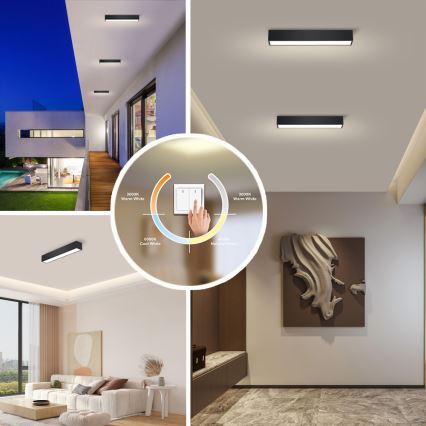Immax NEO 07254L - Dimbare LED Plafondlamp NEO LITE LUNGO LED/20W/230V 3000-6000K Wi-Fi Tuya zwart + afstandsbediening
