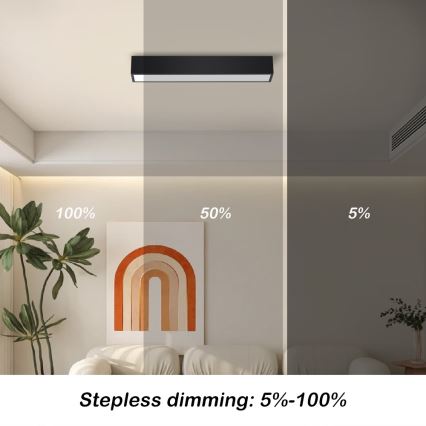 Immax NEO 07254L - Dimbare LED Plafondlamp NEO LITE LUNGO LED/20W/230V 3000-6000K Wi-Fi Tuya zwart + afstandsbediening