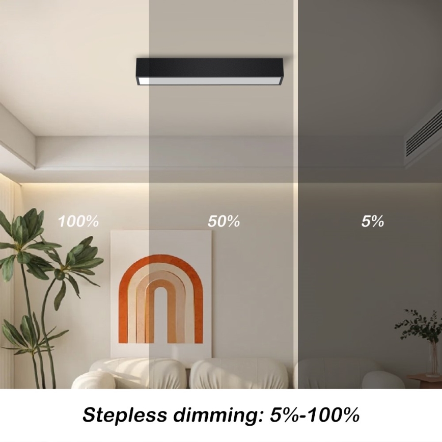Immax NEO 07254L - Dimbare LED Plafondlamp NEO LITE LUNGO LED/20W/230V 3000-6000K Wi-Fi Tuya zwart + afstandsbediening