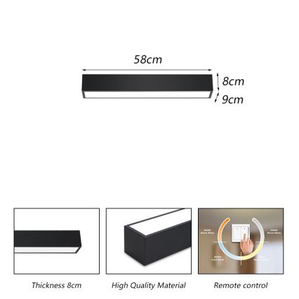 Immax NEO 07254L - Dimbare LED Plafondlamp NEO LITE LUNGO LED/20W/230V 3000-6000K Wi-Fi Tuya zwart + afstandsbediening