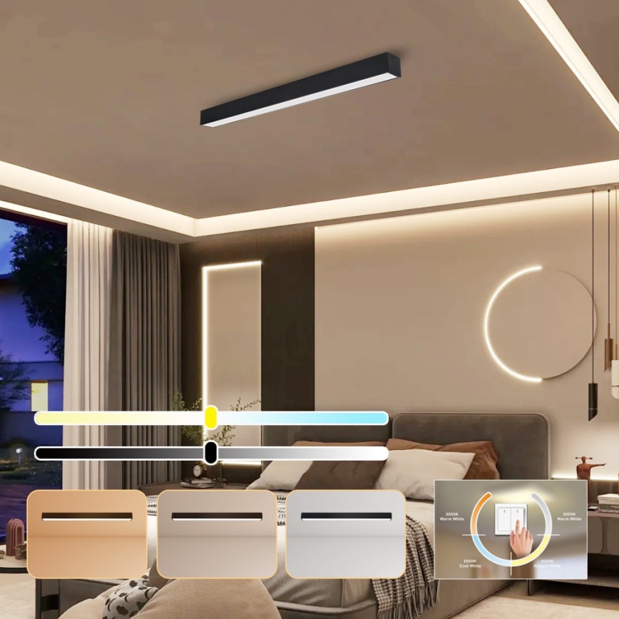 Immax NEO 07255L - LED dimbare plafondlamp NEO LITE LUNGO LED/20W/230V 3000-6000K Wi-Fi Tuya zwart + afstandsbediening