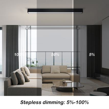 Immax NEO 07255L - LED dimbare plafondlamp NEO LITE LUNGO LED/20W/230V 3000-6000K Wi-Fi Tuya zwart + afstandsbediening