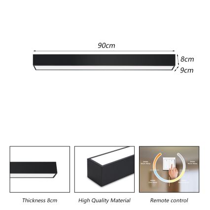 Immax NEO 07255L - LED dimbare plafondlamp NEO LITE LUNGO LED/20W/230V 3000-6000K Wi-Fi Tuya zwart + afstandsbediening