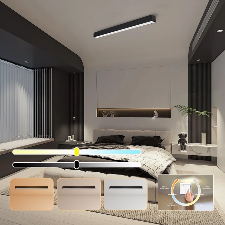 Immax NEO 07256L - Dimbare LED Plafondlamp NEO LITE LUNGO LED/38W/230V 3000-6000K Wi-Fi Tuya zwart + afstandsbediening