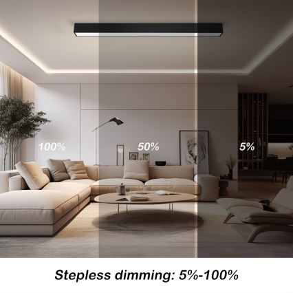 Immax NEO 07256L - Dimbare LED Plafondlamp NEO LITE LUNGO LED/38W/230V 3000-6000K Wi-Fi Tuya zwart + afstandsbediening