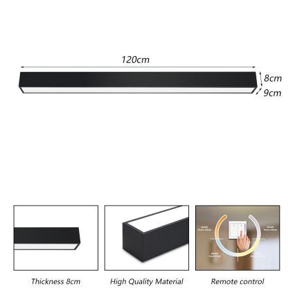 Immax NEO 07256L - Dimbare LED Plafondlamp NEO LITE LUNGO LED/38W/230V 3000-6000K Wi-Fi Tuya zwart + afstandsbediening