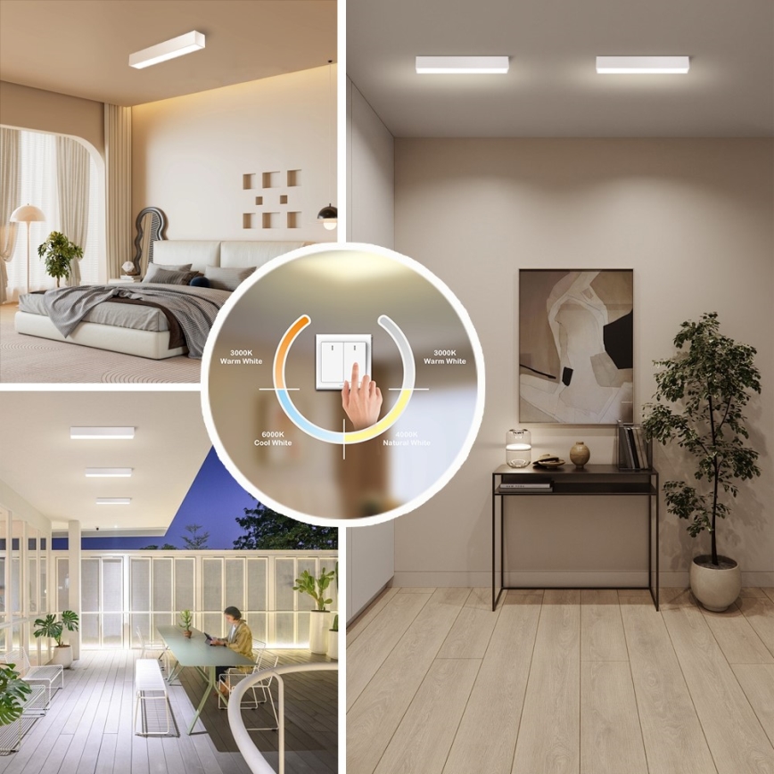 Immax NEO 07257L - Dimbare LED Plafondlamp NEO LITE LUNGO LED/20W/230V 3000-6000K Wi-Fi Tuya wit + afstandsbediening