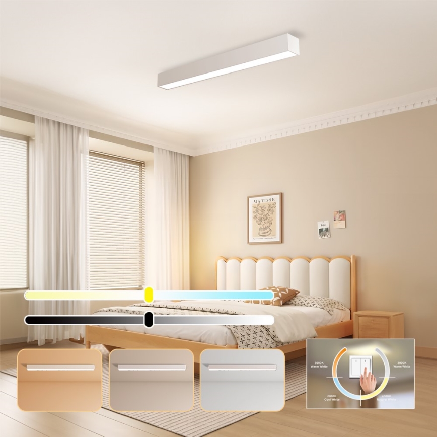 Immax NEO 07258L - Dimbare LED Plafondlamp NEO LITE LUNGO LED/29W/230V 3000-6000K Wi-Fi Tuya wit + afstandsbediening