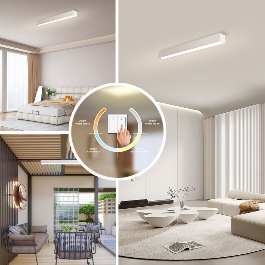 Immax NEO 07258L - Dimbare LED Plafondlamp NEO LITE LUNGO LED/29W/230V 3000-6000K Wi-Fi Tuya wit + afstandsbediening