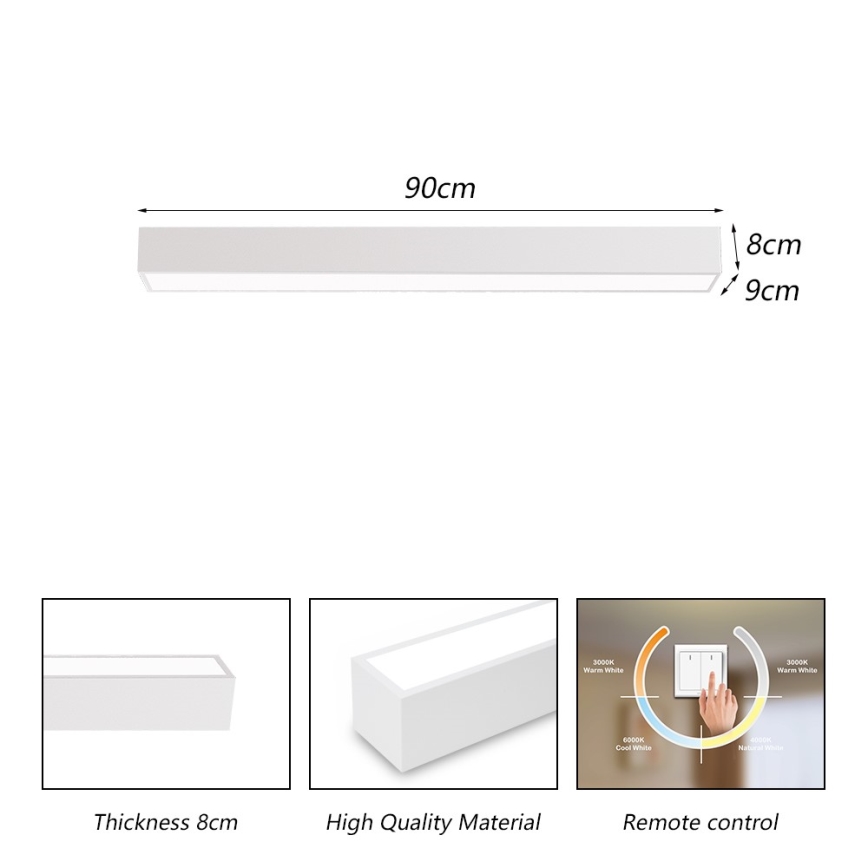 Immax NEO 07258L - Dimbare LED Plafondlamp NEO LITE LUNGO LED/29W/230V 3000-6000K Wi-Fi Tuya wit + afstandsbediening