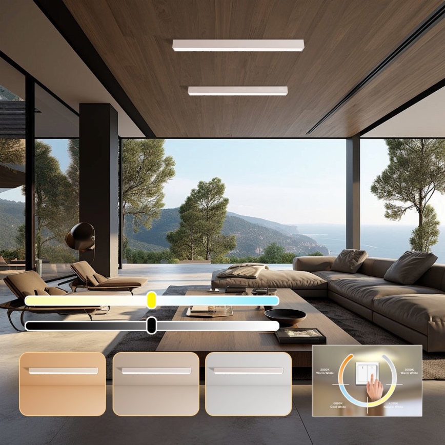 Immax NEO 07259L - Dimbare LED Plafondlamp NEO LITE LUNGO LED/38W/230V 3000-6000K Wi-Fi Tuya wit + afstandsbediening