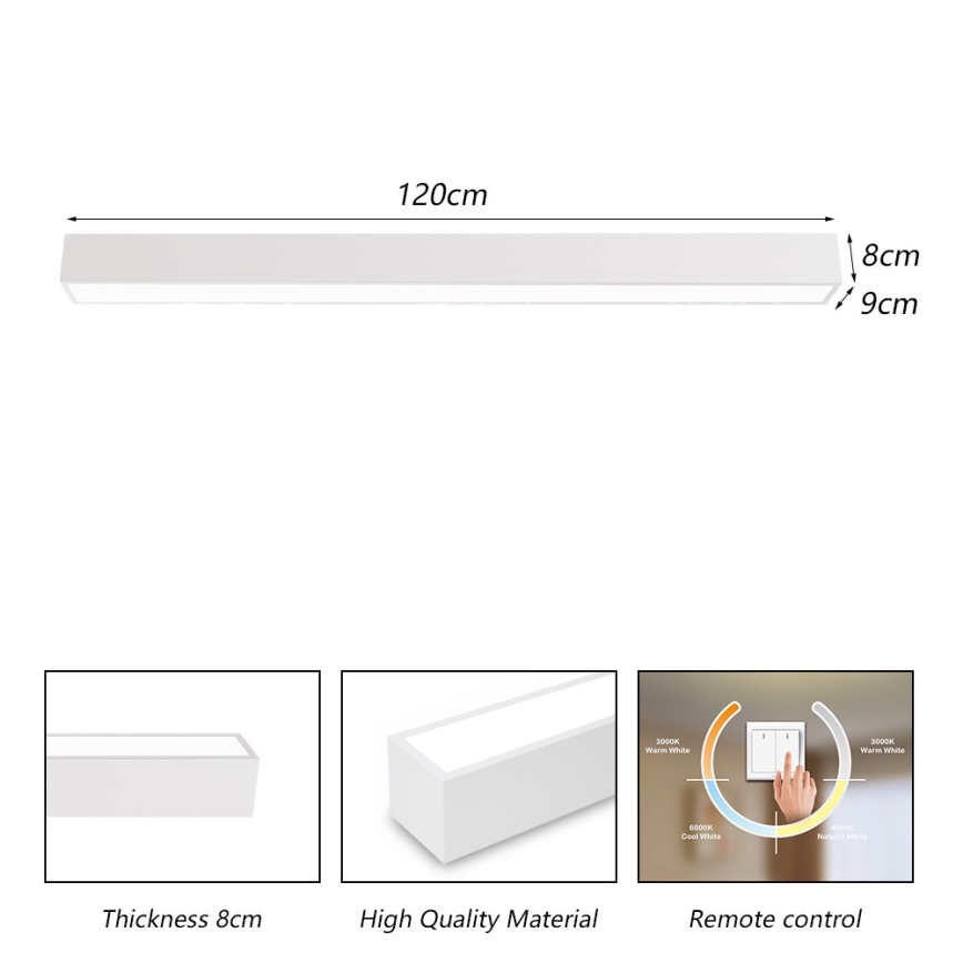 Immax NEO 07259L - Dimbare LED Plafondlamp NEO LITE LUNGO LED/38W/230V 3000-6000K Wi-Fi Tuya wit + afstandsbediening