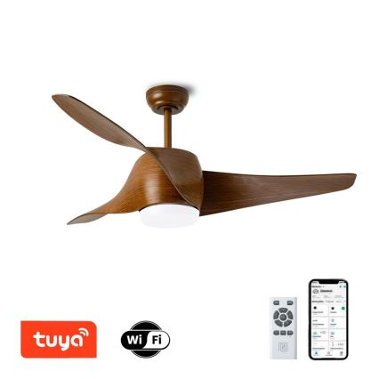 Immax NEO 07286L - LED dimbare plafondventilator WAVE LED/18W/230V Wi-Fi Tuya bruin + afstandsbediening