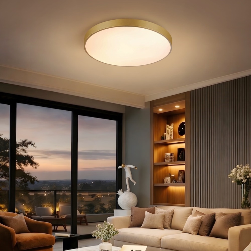Immax NEO 07293L - LED dimbare plafondlamp NEO LITE SEMPLICI LED/60W/230V 3000-6000K Ø 60 cm Wi-Fi Tuya goudkleurig + afstandsbediening