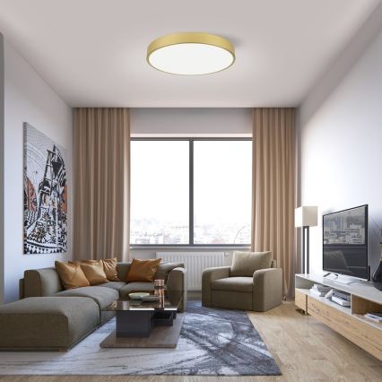 Immax NEO 07293L - LED dimbare plafondlamp NEO LITE SEMPLICI LED/60W/230V 3000-6000K Ø 60 cm Wi-Fi Tuya goudkleurig + afstandsbediening