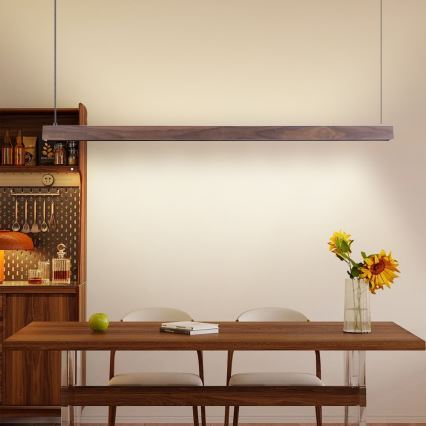 Immax NEO 07300L - dimbare LED-hanglamp aan kabel MADEIRA LED/26W/230V Wi-Fi Tuya 122 cm walnoot + afstandsbediening