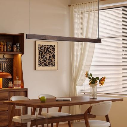 Immax NEO 07300L - dimbare LED-hanglamp aan kabel MADEIRA LED/26W/230V Wi-Fi Tuya 122 cm walnoot + afstandsbediening